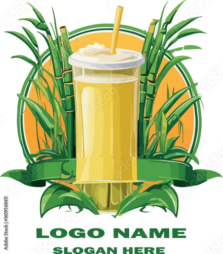 sugarcane juice logo vector white background  .
