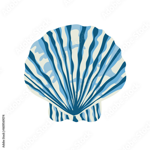 Seashell. Flat vector clipart, illustration with isolated background.