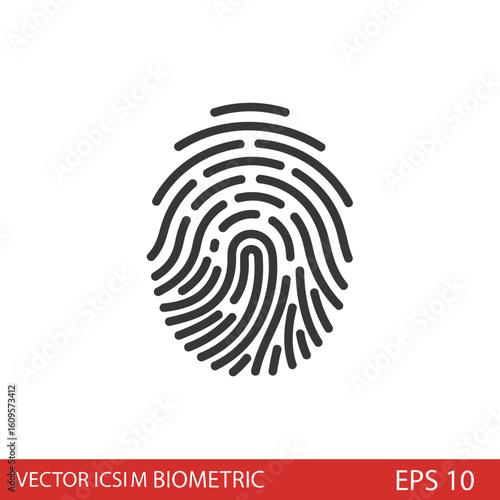 Biometric fingerprint icon for secure access and personal identity verification. Unique thumbprint symbol for authentication technology.