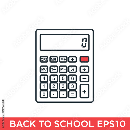 Digital Calculator Icon with Numbers and Symbols on a White Background, Representing Math and Calculations