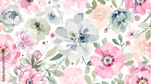 Set of watercolor flower illustration. Use by fabric, fashion, wedding invitation, template, poster, romance, greeting, spring, bouquet, pattern, decoration and textile