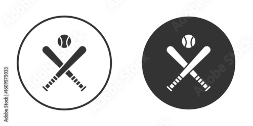 Baseball icon in trendy flat design versions in black and white.