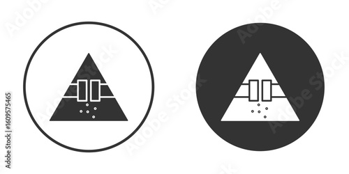 Caution safety leak of water or chemical material signs in trendy flat design versions in black and white.