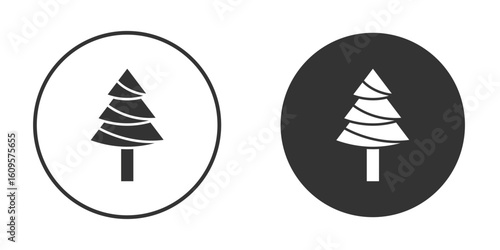 Christmas tree icon in trendy flat design versions in black and white.