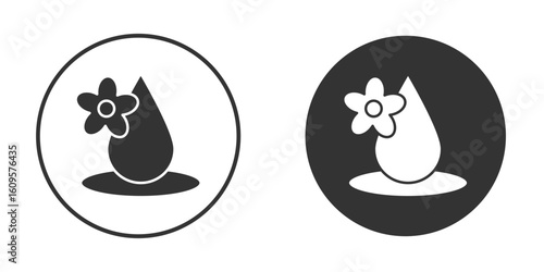 Essentials oil drop icon in trendy flat design versions in black and white.