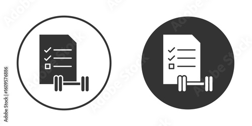 Fitness plan icon in trendy flat design versions in black and white.