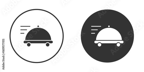 Food delivery icon in trendy flat design versions in black and white.