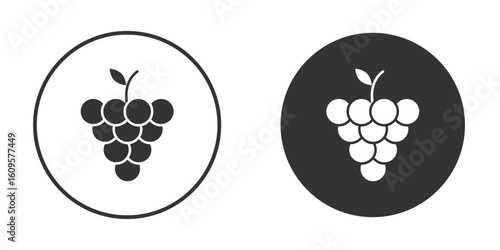 Grape icon in trendy flat design versions in black and white.