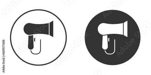 Hair dryer icon in trendy flat design versions in black and white.