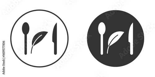 Healthy food icon in trendy flat design versions in black and white.