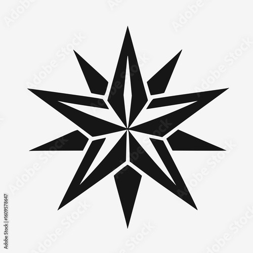 black five-pointed star with clean sharp edges, centered on white