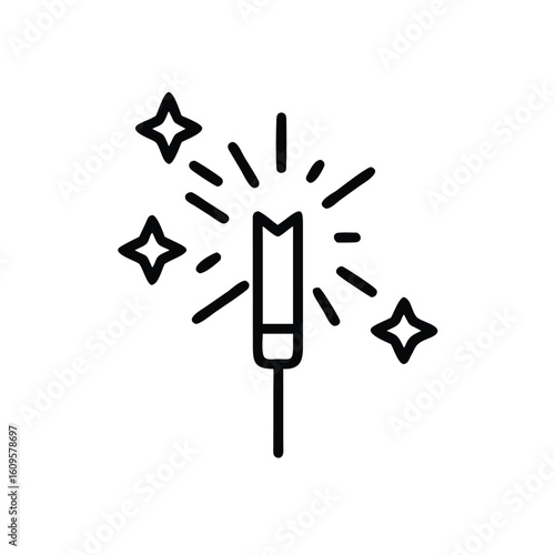 Outline sparkler with four stars on firework celebration