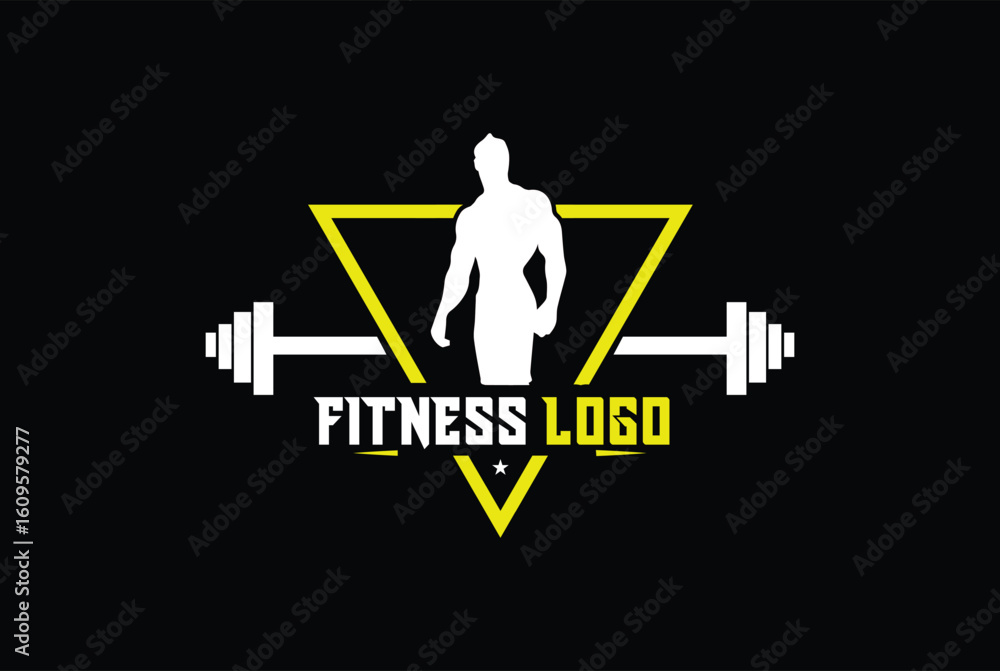 Gym, fitness Analytic Logo Icon Design with male bodybuilder in triangle shape. Gym, fitness Analytic Logo Icon Design with male bodybuilder in triangle shape.