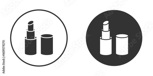 Lipstick icon in trendy flat design versions in black and white.