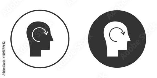 Memory recall icon in trendy flat design versions in black and white.