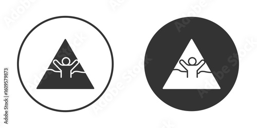 Mud warning signs in trendy flat design versions in black and white.