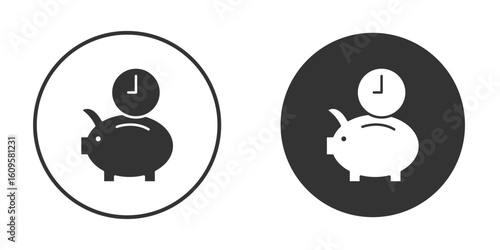 Save time icon in trendy flat design versions in black and white.