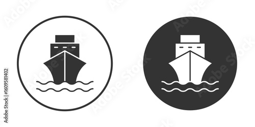 Ship icon in trendy flat design versions in black and white.