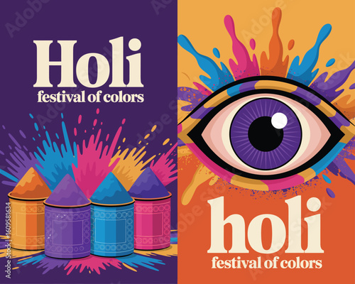 Holi Festival of Colors: Capturing the vibrant energy and joyful celebration of the Indian festival of colors with bright colors and eye-catching visuals.
