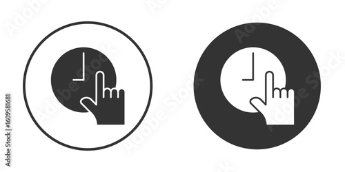 Specify at time icon in trendy flat design versions in black and white.