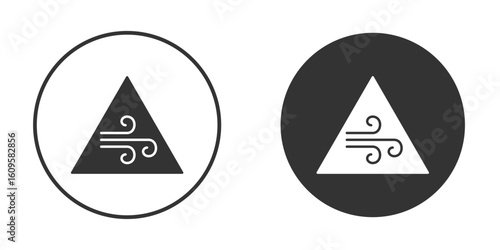 Wind warning signs in trendy flat design versions in black and white.