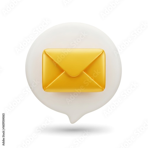 Photo of a yellow email envelope icon inside a speech bubble