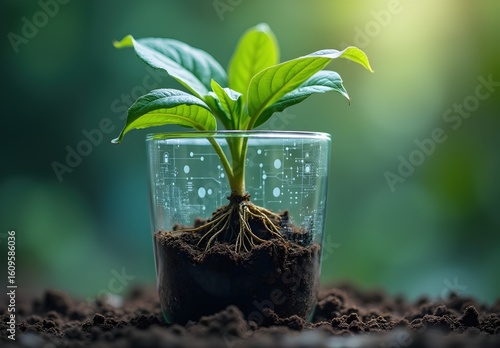 Wallpaper Mural Growing Plant with Digital Roots Concept Torontodigital.ca