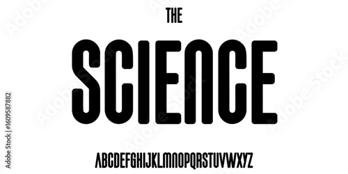 Science technology font, futuristic alphabet for scientific headline, medical digital product logo, display device typography, app UI typographic design. Modern vector typeset.