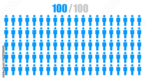 Population 100 percentage for infographic icon isolated on White background