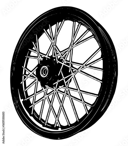 Spoked wheel isolated on white background