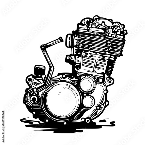 Motorcycle engine with kickstart lever