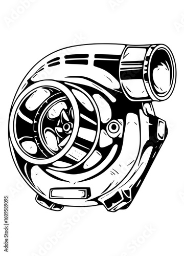 Turbocharger engine part illustration