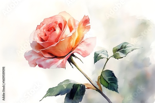 Elegant Peach Rose Watercolor Painting: Soft, Romantic, and Serene Floral Art