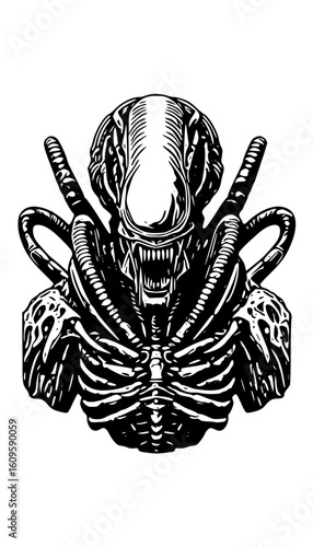 Alien monster face illustration