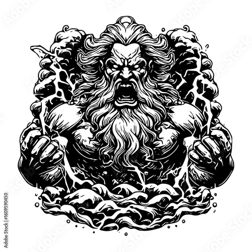 Angry god of the sea illustration