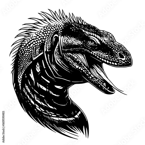 Fierce iguana head illustration