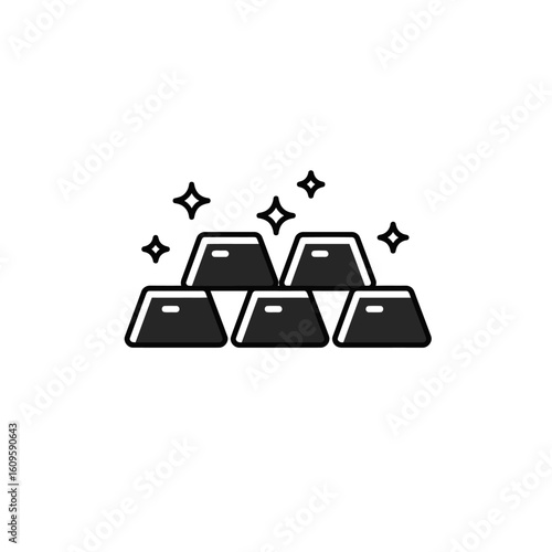 A gleaming stack of gold bars is depicted in this minimalist, monochrome line art illustration, perfect for financial or investment-themed designs and concepts.