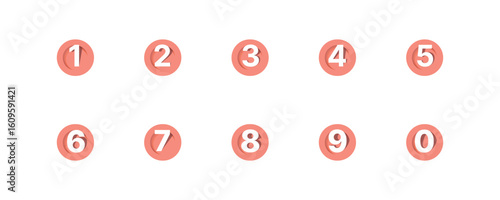 Set of numbers 1 2 3 4 5 6 7 8 9 0 filled with realistic paper cut layers for greeting cards, posters, invitations, brochures UI design