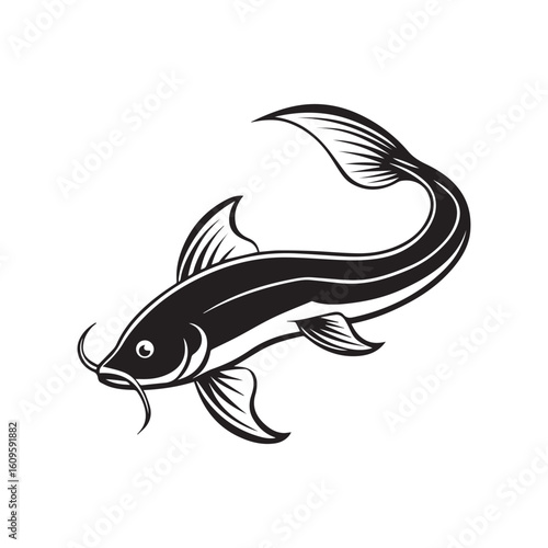 Stinging fish vector illustration logo sticker design silhouette 