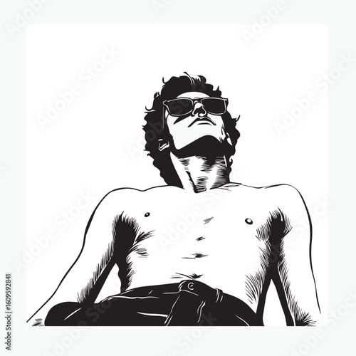 sketch of a man sunbathing