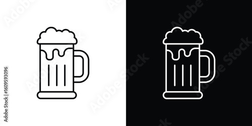 Beer mug icon. Editable stroke line icons
