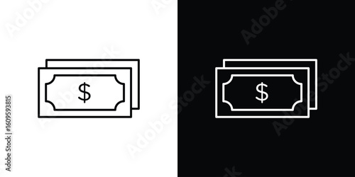 Cash icon. Editable stroke line icons