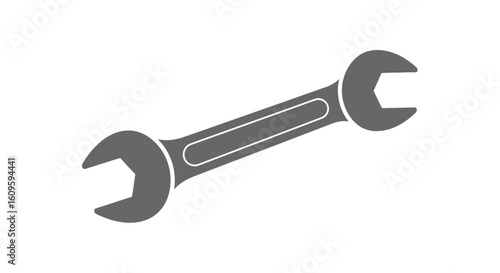 Simple gray graphic icon of a double open-ended spanner or wrench tool.