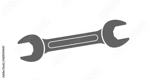 Simple gray icon of a double open-ended wrench with a recessed handle panel.