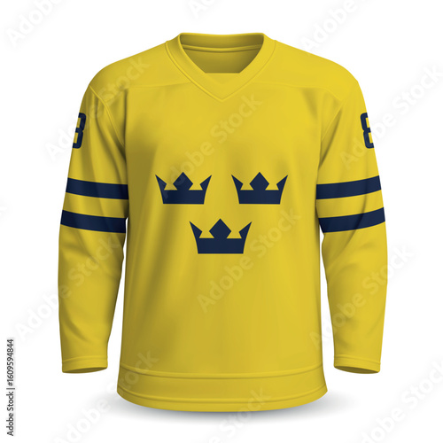 Sweden National Ice Hockey Team Home Jersey with National Symbol