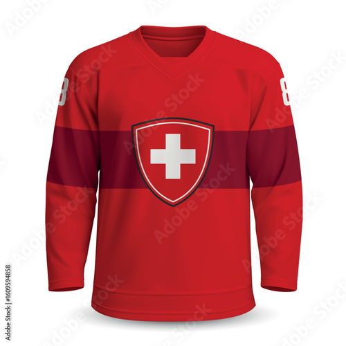 Switzerland National Ice Hockey Team Home Jersey with National Symbol