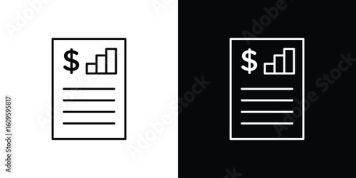 Financial report icon. Editable stroke line icons