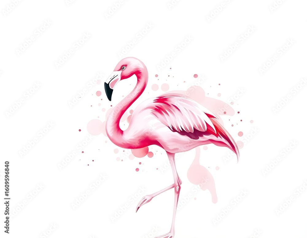 Fototapeta premium Graceful Pink Flamingo Standing on One Leg