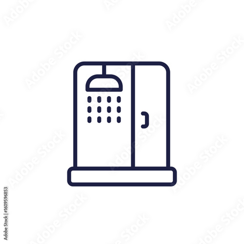 Shower cabin icon, line design on white