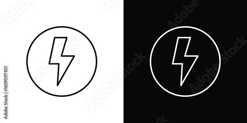 Lightning icon. Editable stroke line icons